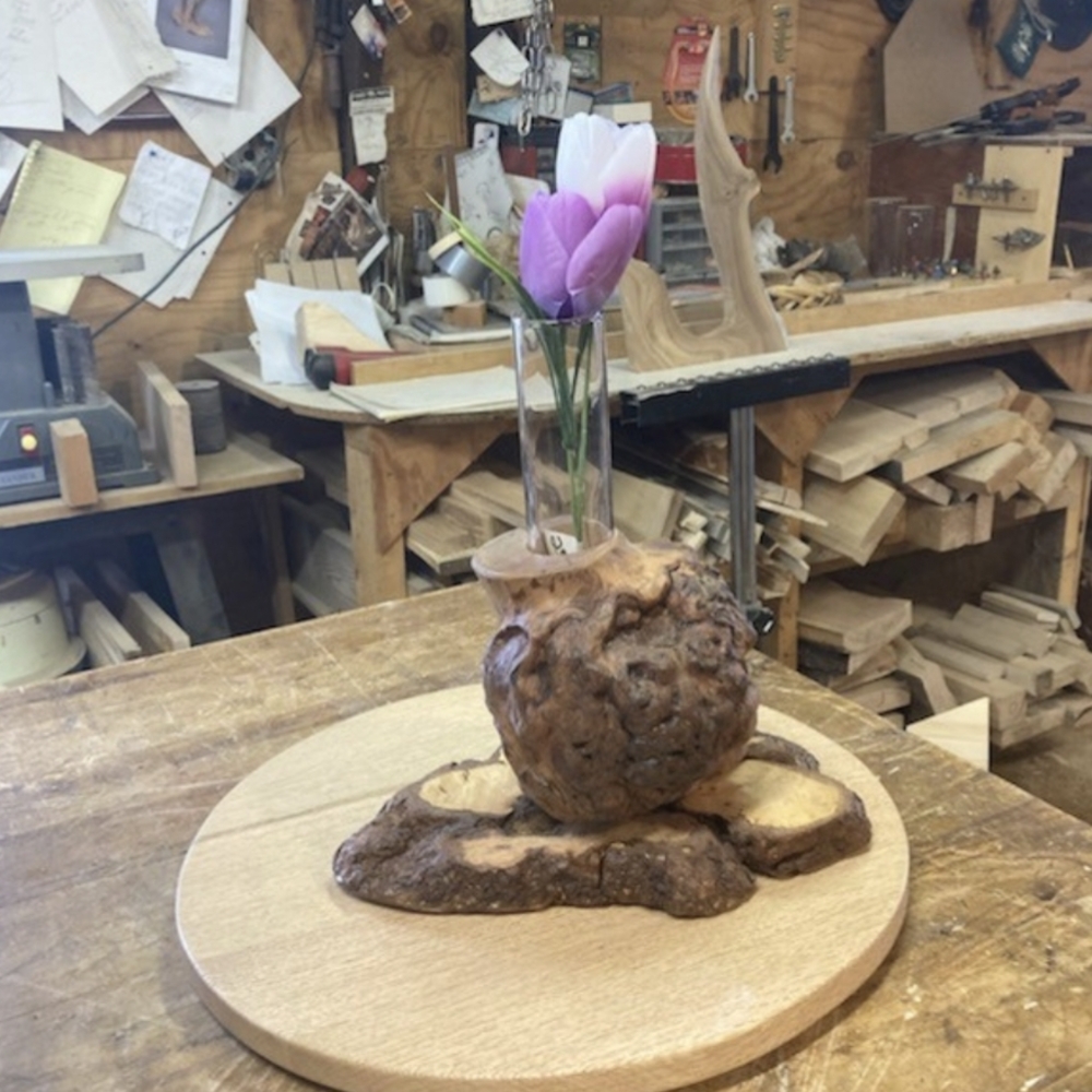 Handcrafted Burl Wood Bud Vase